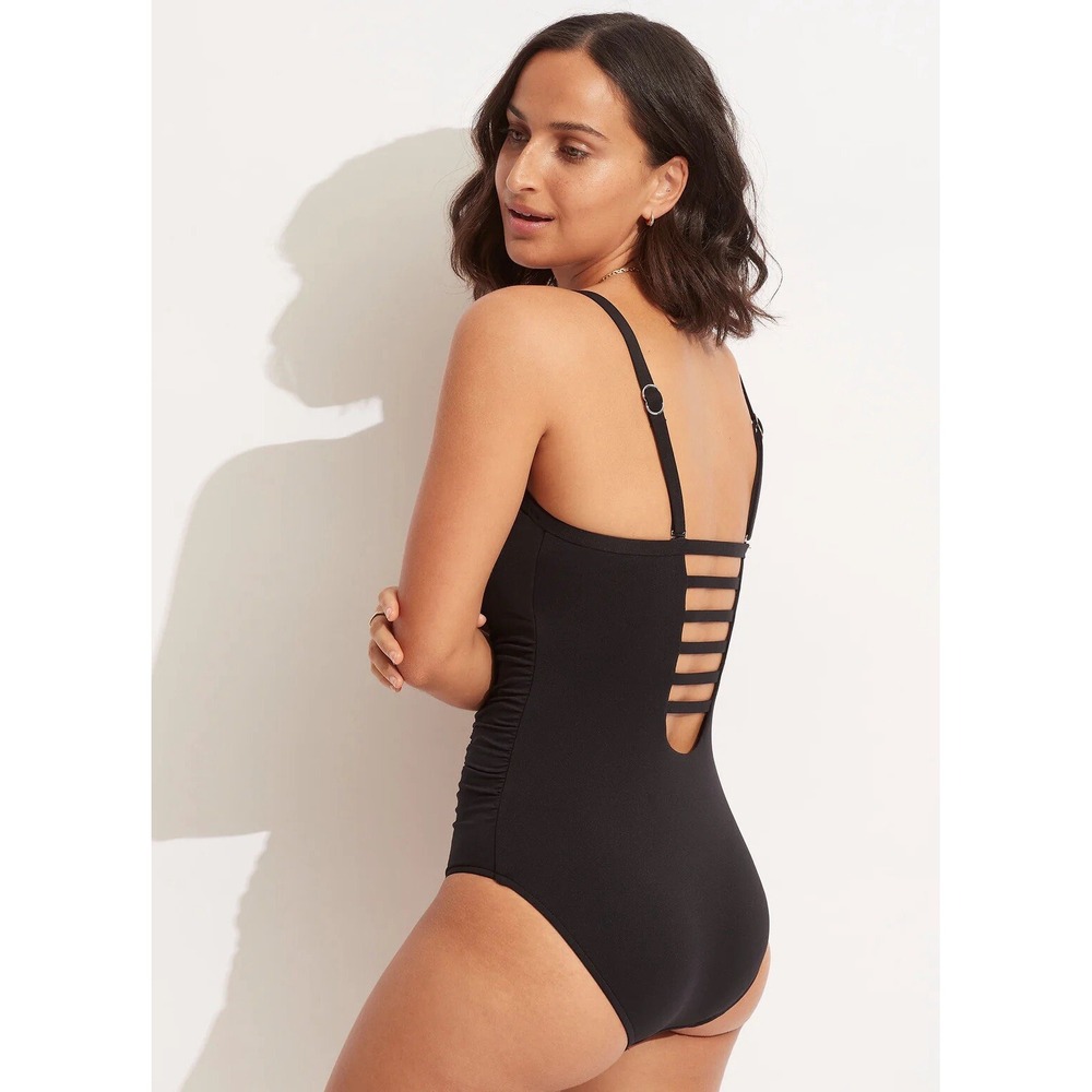 Seafolly Collective Black Strappy Back 1pc Swimsuit 10 DD‎ New